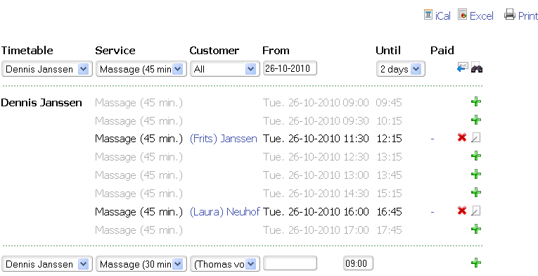 booking system: bookings